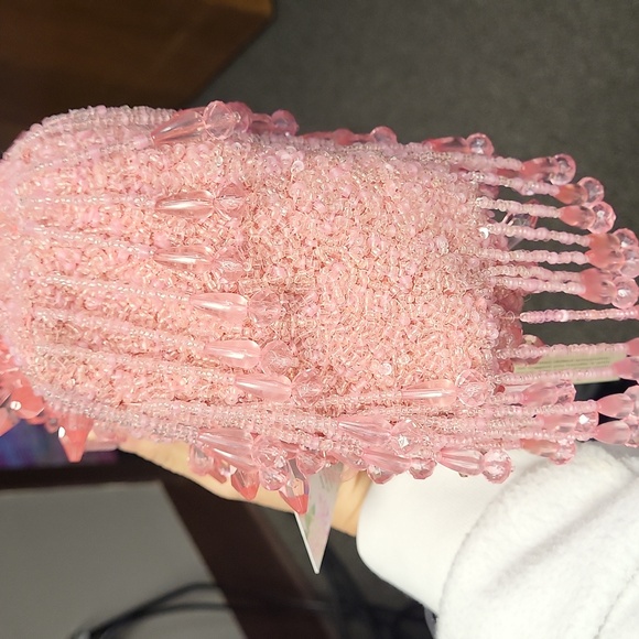 Handcrafted Beaded Bag Made in India Viral TikTok Purse Pink Floral Boho Fringe - Picture 12 of 12